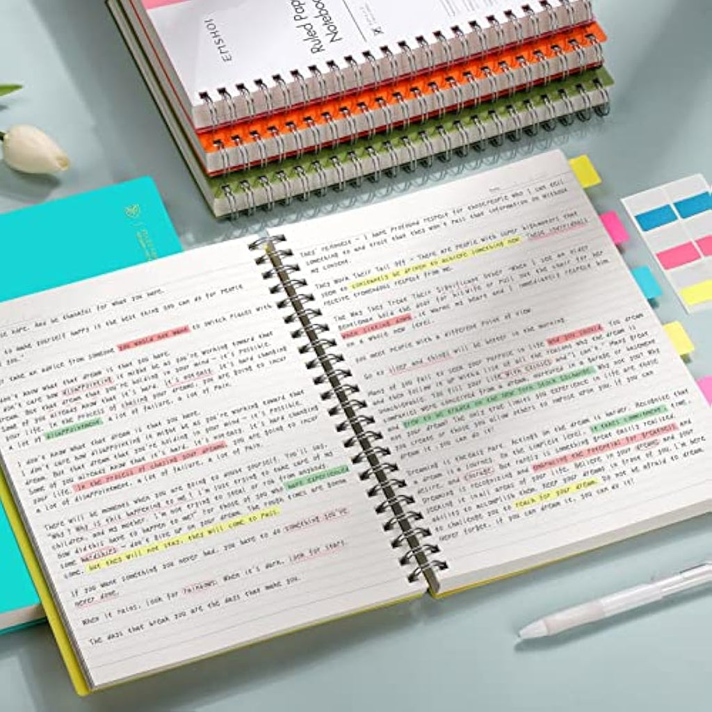 EMSHOI A4 Spiral Notebook - 300 Pages College Ruled 100gsm Paper, Orange