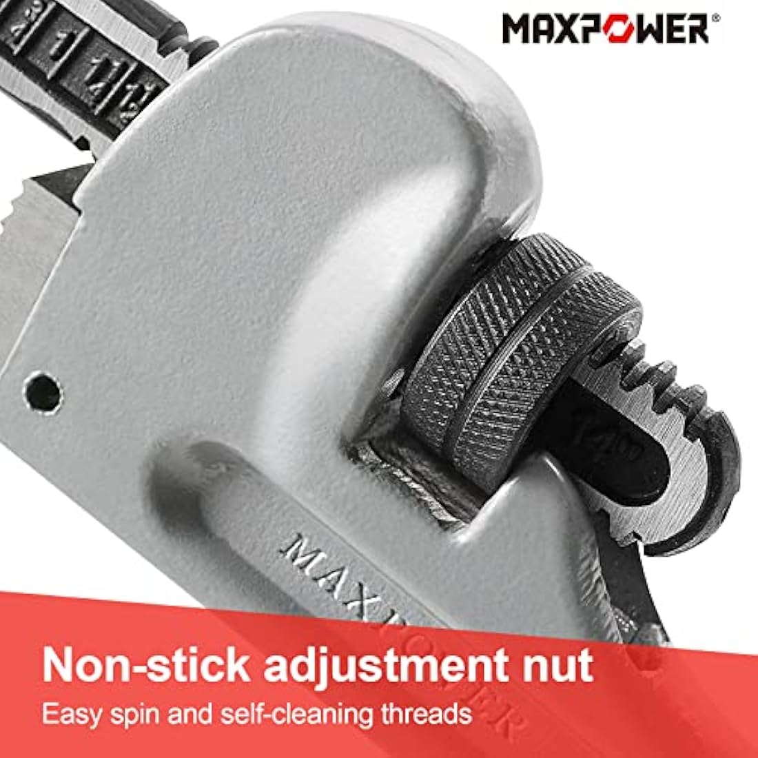 MAXPOWER 18" Heavy Duty Aluminum Pipe Wrench | 60mm Jaw Stillson Tool