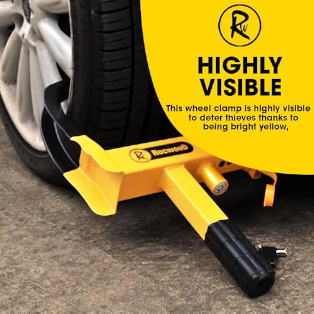 RocwooD Heavy Duty Wheel Clamp Lock – Anti-Theft Trailer Security