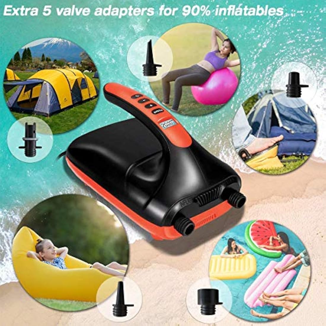 Ruitx Electric SUP Pump – 20PSI Dual Stage 12V DC Paddle Board Inflator