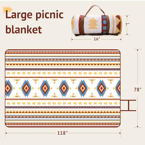 LARUTAN Extra Large Waterproof Picnic Blanket | 200x300cm Bohemian Beach Mat