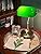 FIRVRE Vintage Green Glass Banker Lamp with Wireless Charging & USB