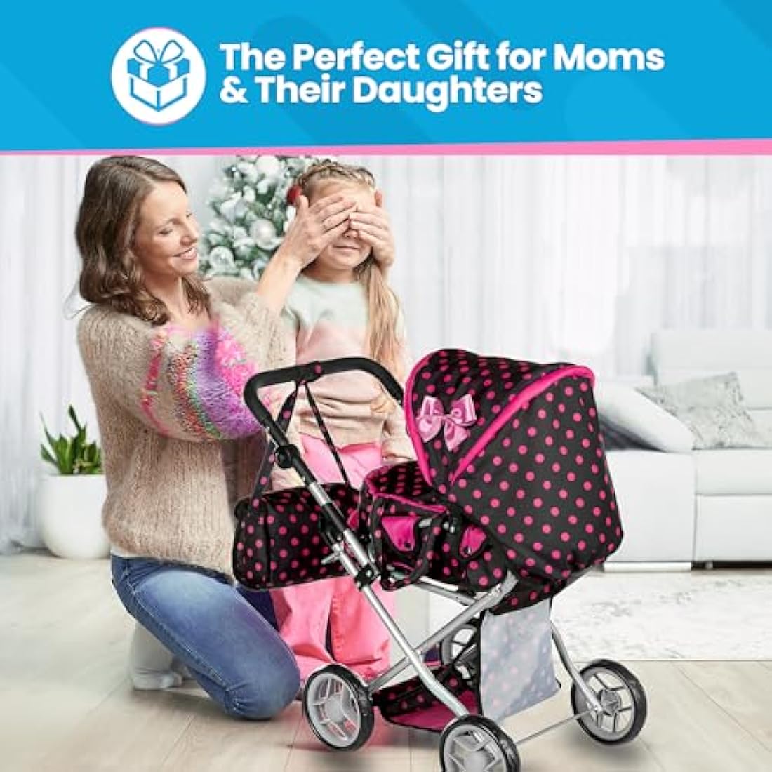 Kinderplay 3-in-1 Doll Pram – Adjustable Toy Stroller for Girls, KP0200G