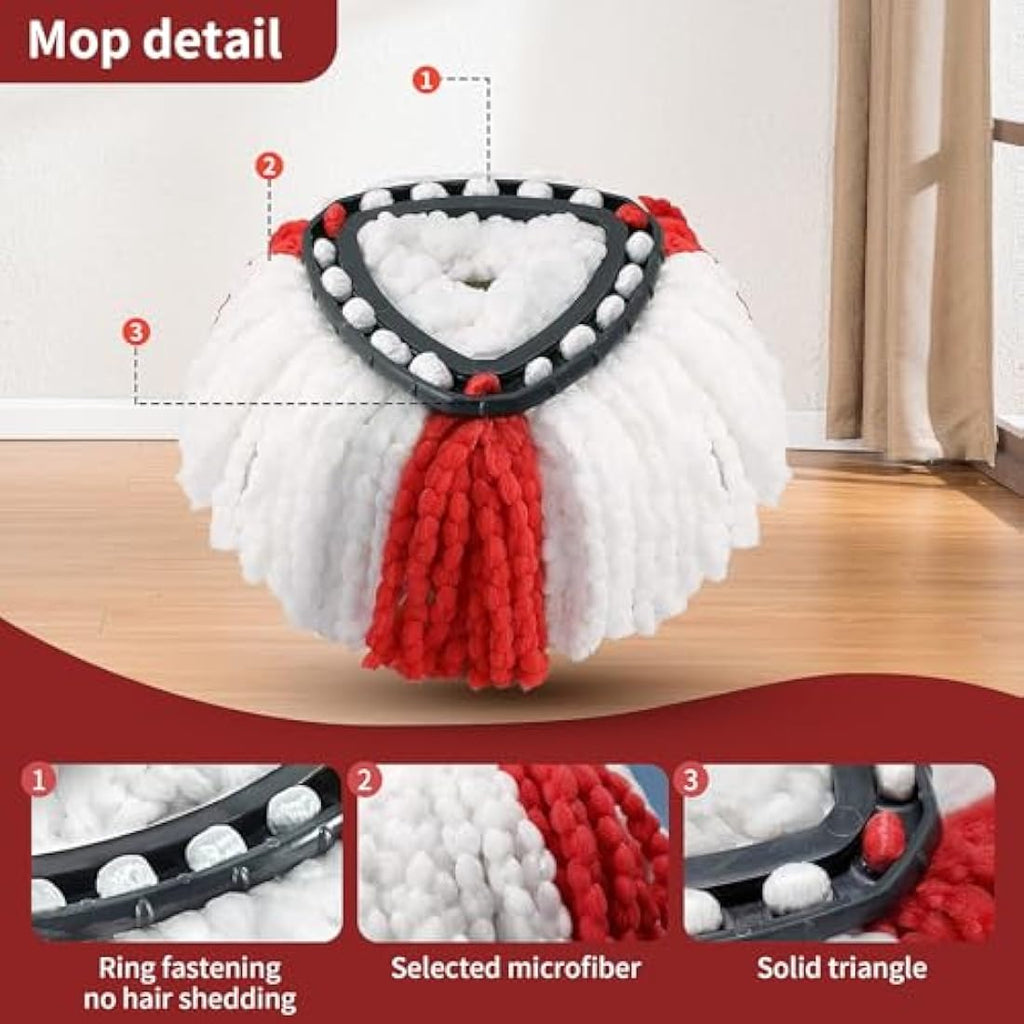 BONBELONG Microfibre Mop Heads for Vileda Turbo – 3 Pack, Red