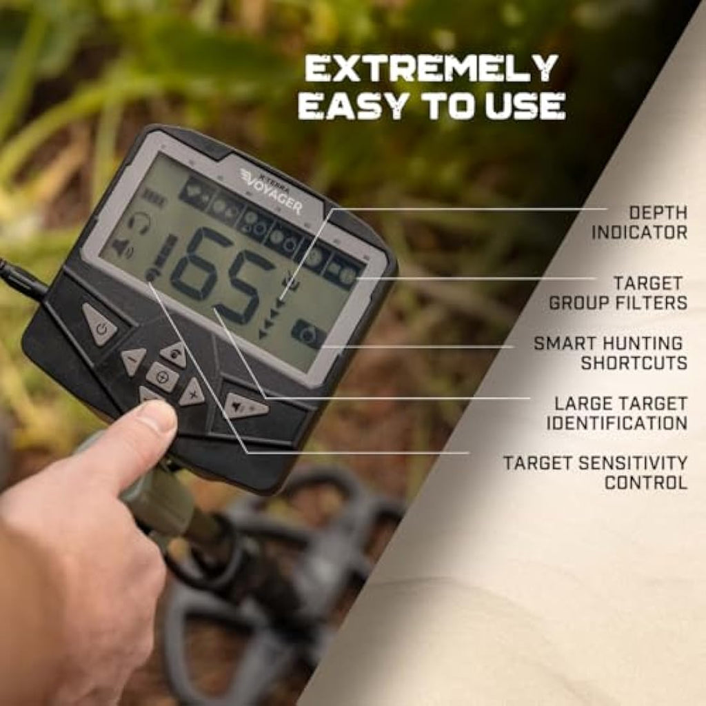 Minelab X-Terra Voyager Metal Detector Kit | Waterproof Coil & Pinpoint Mode
