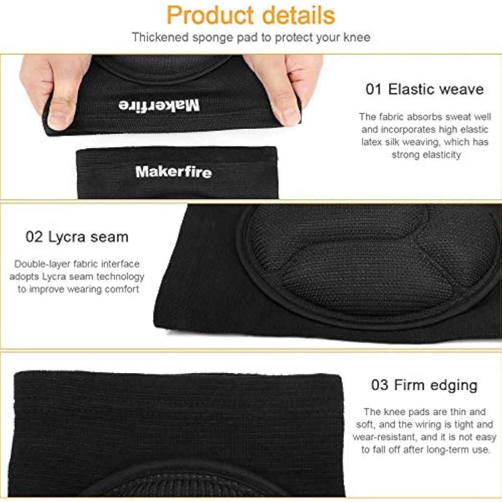 Makerfire Padded Knee Sleeves – Thick Sponge Anti-Slip Support (L)