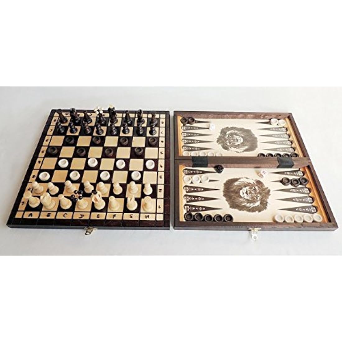 3-in-1 Wooden Chess, Backgammon & Checkers Set – 35cm Handcrafted