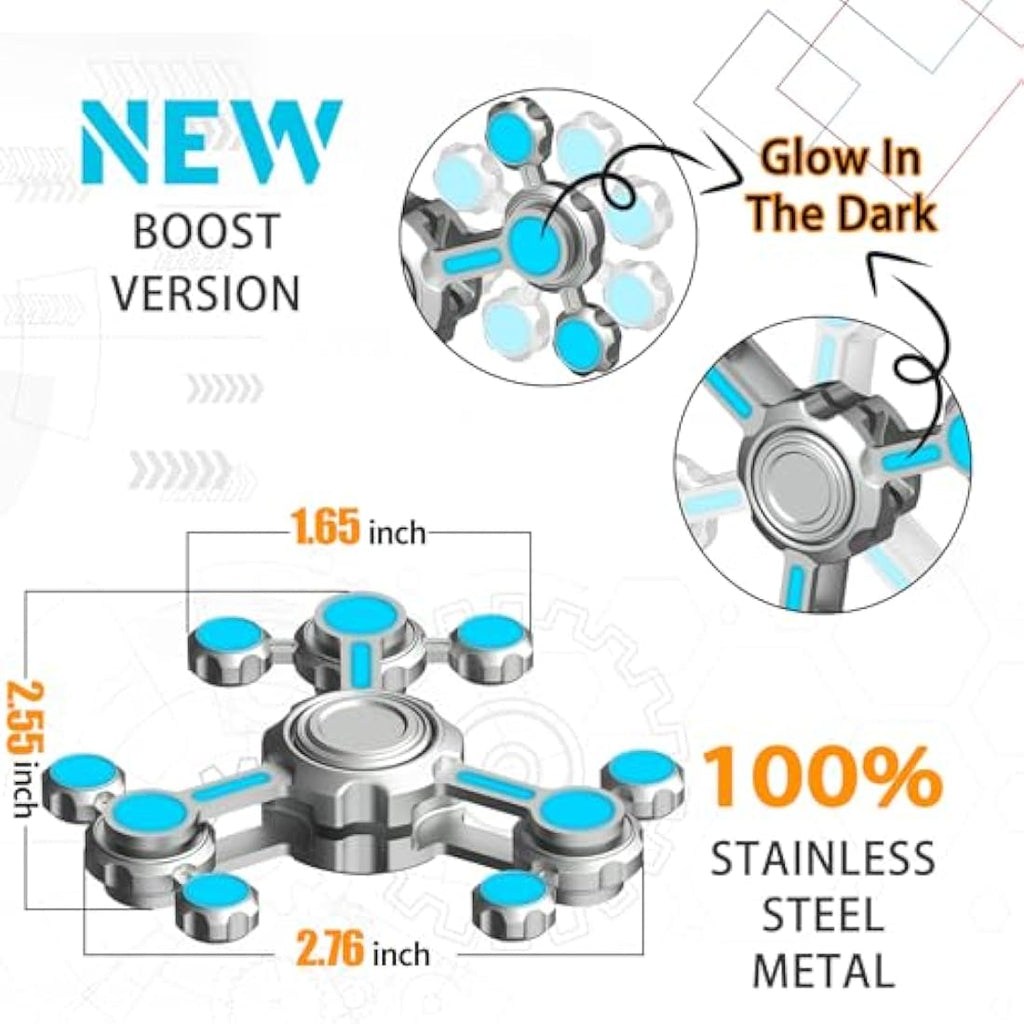 Jolof Store Metal Gear Fidget Spinner – Glow in the Dark Desk Toy