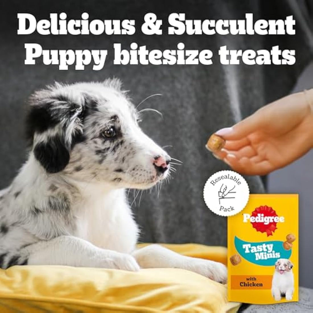 Pedigree Tasty Minis Puppy Treats - Chicken Chewy Cubes (125g) - 8 Pack