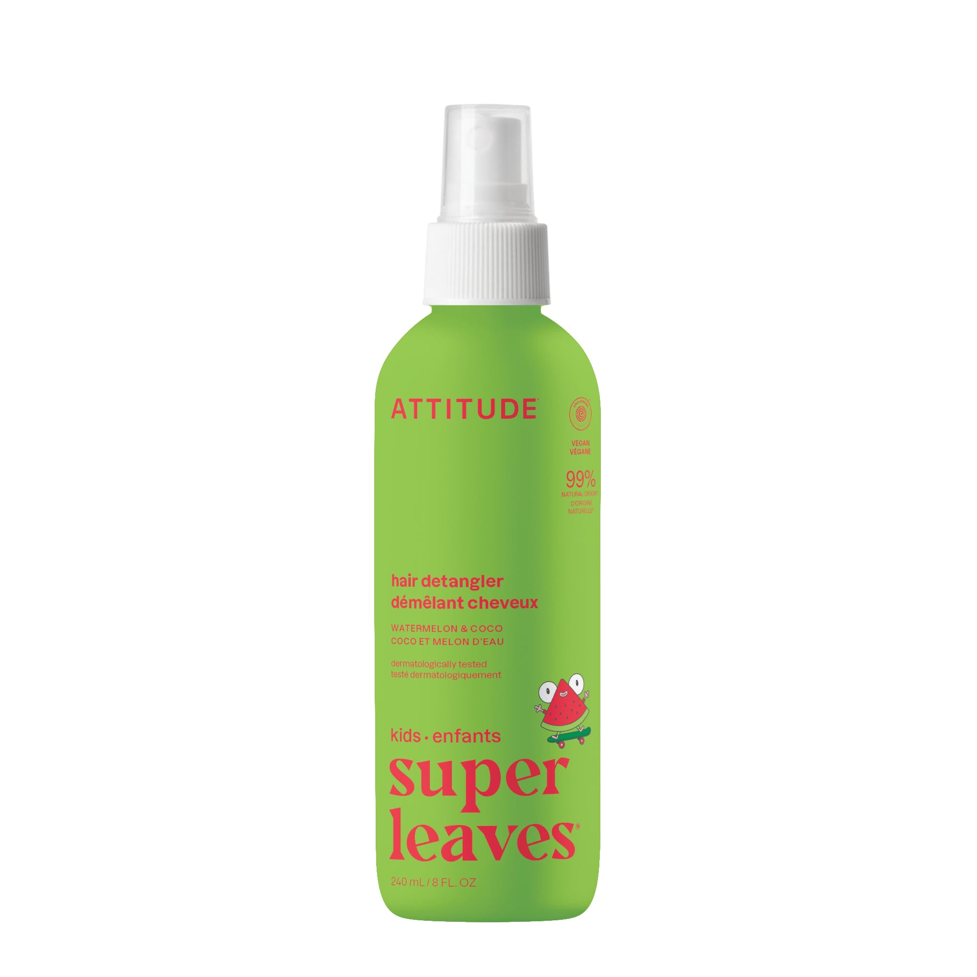 ATTITUDE Kids Hair Detangler Spray – Watermelon & Coco – EWG Verified