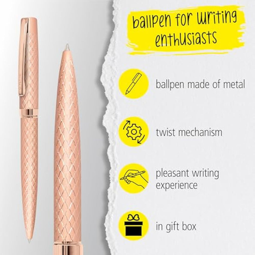 Online Eleganza Rosegold Fountain Pen & Ballpen Set with Leather Case