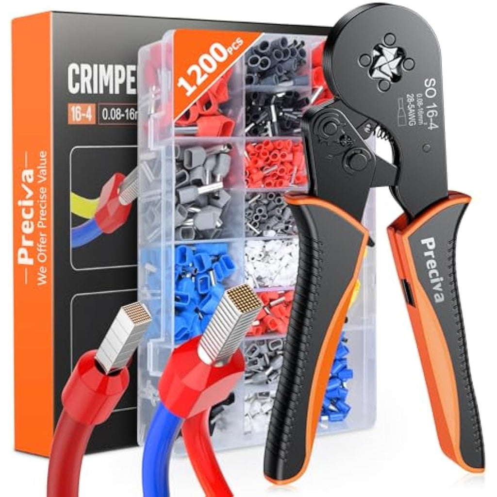Preciva Ferrule Crimping Tool Kit | 0.08-16mm² Ratchet Plier with 1200pcs