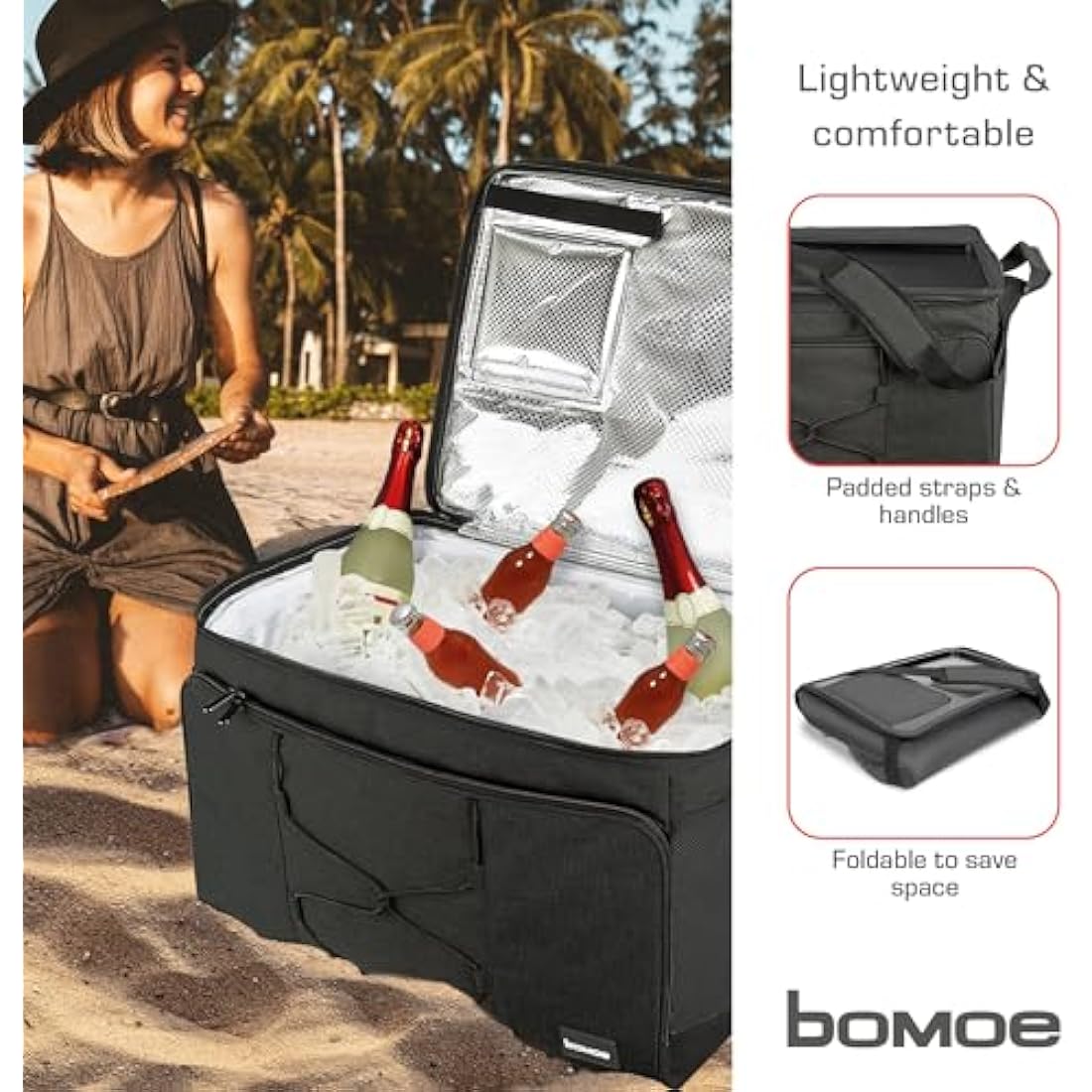 bomoe 45L Insulated Folding Cooler Bag – Waterproof Thermal Picnic Tote