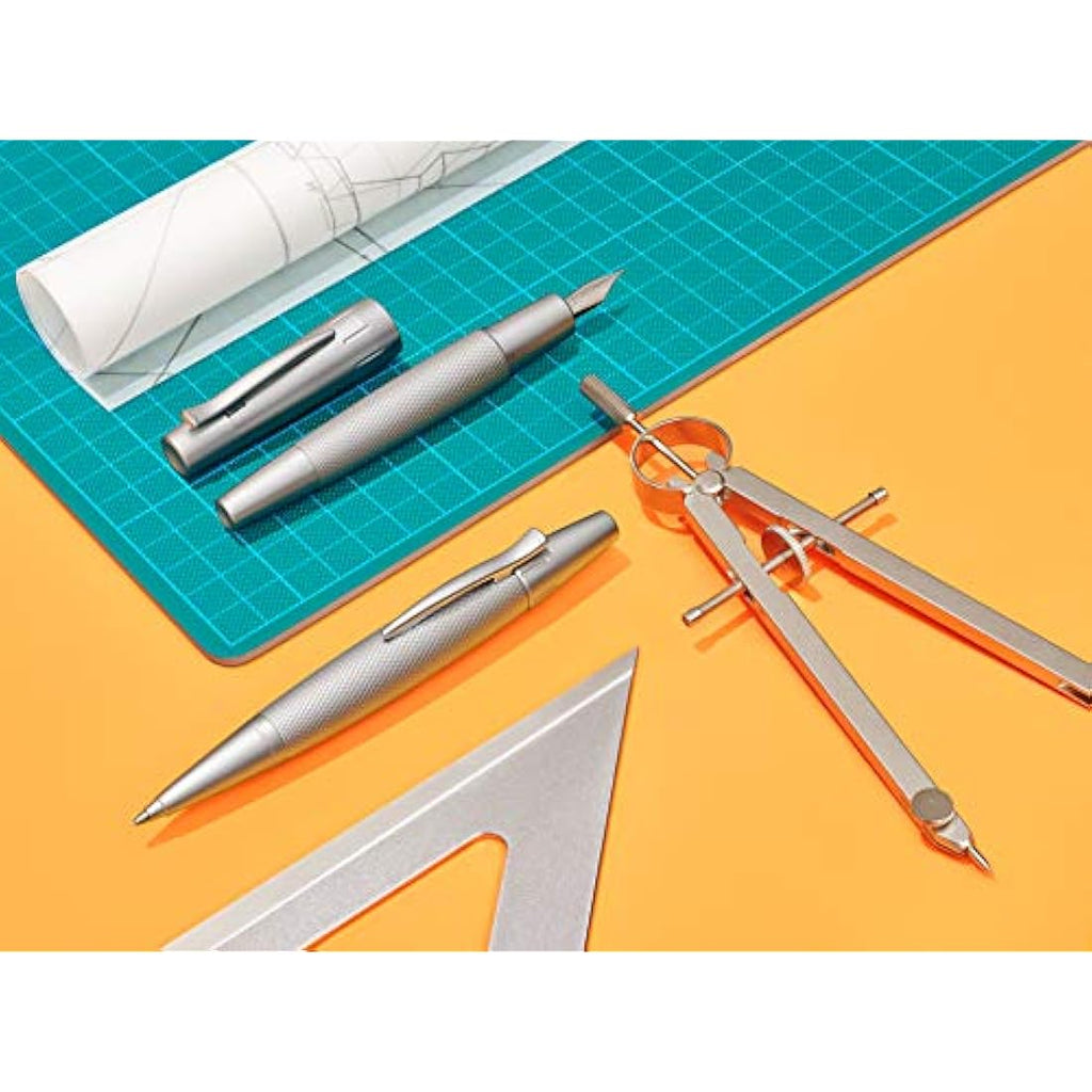 Faber-Castell E-motion Fountain Pen – Pure Silver Matt Metal, Medium Nib