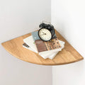GIEANOO 16" Solid Oak Wood Floating Corner Shelf | Round Wall Mount Shelf