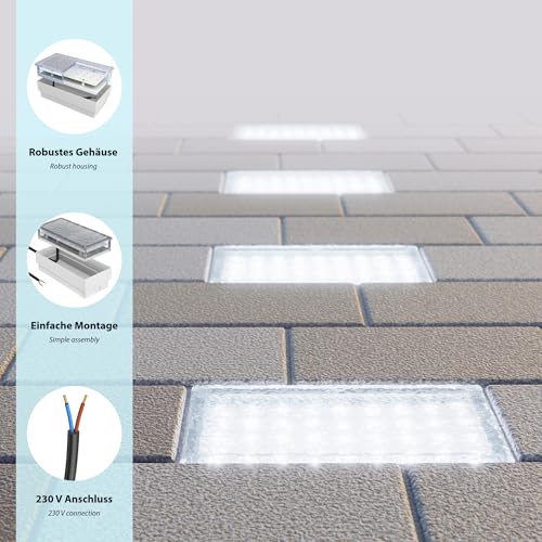ledscom.de LED Paving Stone Ground Recessed Light | IP67 Cool White 2-Pack