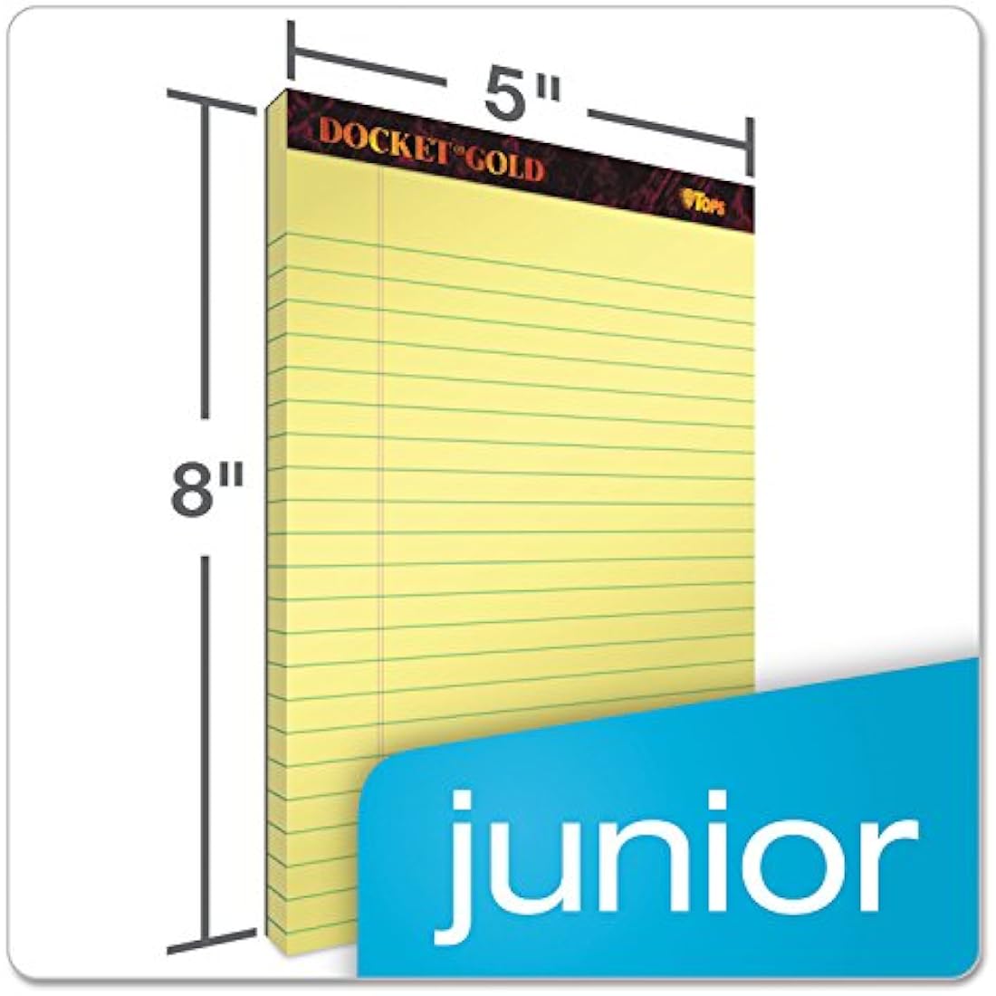 TOPS Docket Gold Writing Pads | 5" x 8" Canary Legal Pads, 12 Pack