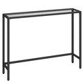 HOOBRO Modern Glass Console Table – Slim Metal Sofa Table, Black