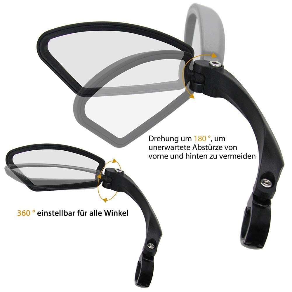 Arkham HD Stainless Steel Bicycle Rearview Mirror for 21-26mm Handlebars