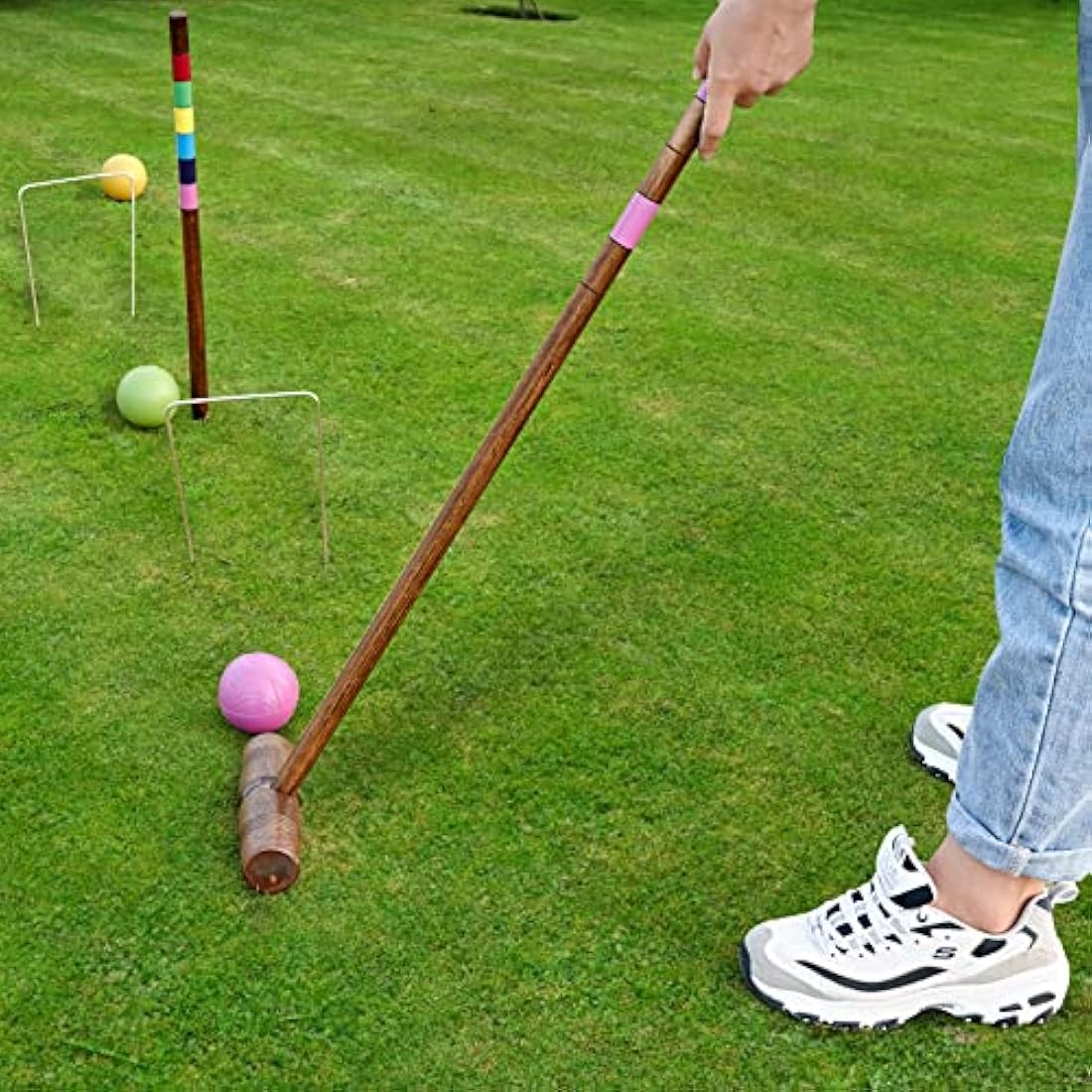 Pointyard 32" Six Player Croquet Set – Premium Rubber Wood Lawn Game