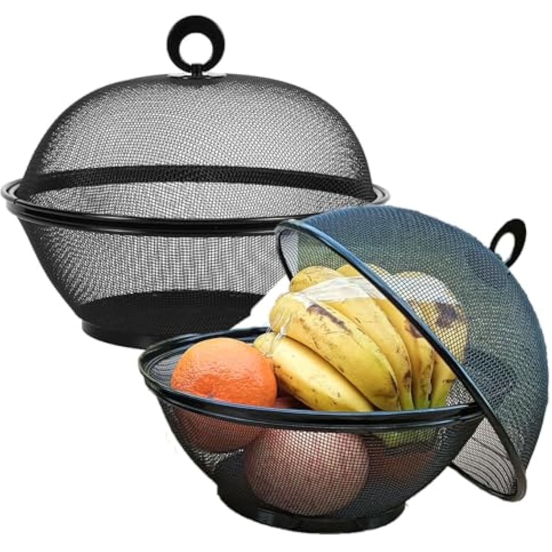 Jolof Store Mesh Fruit Basket with Lid – 4 Piece Wire Bowl Food Cover Set