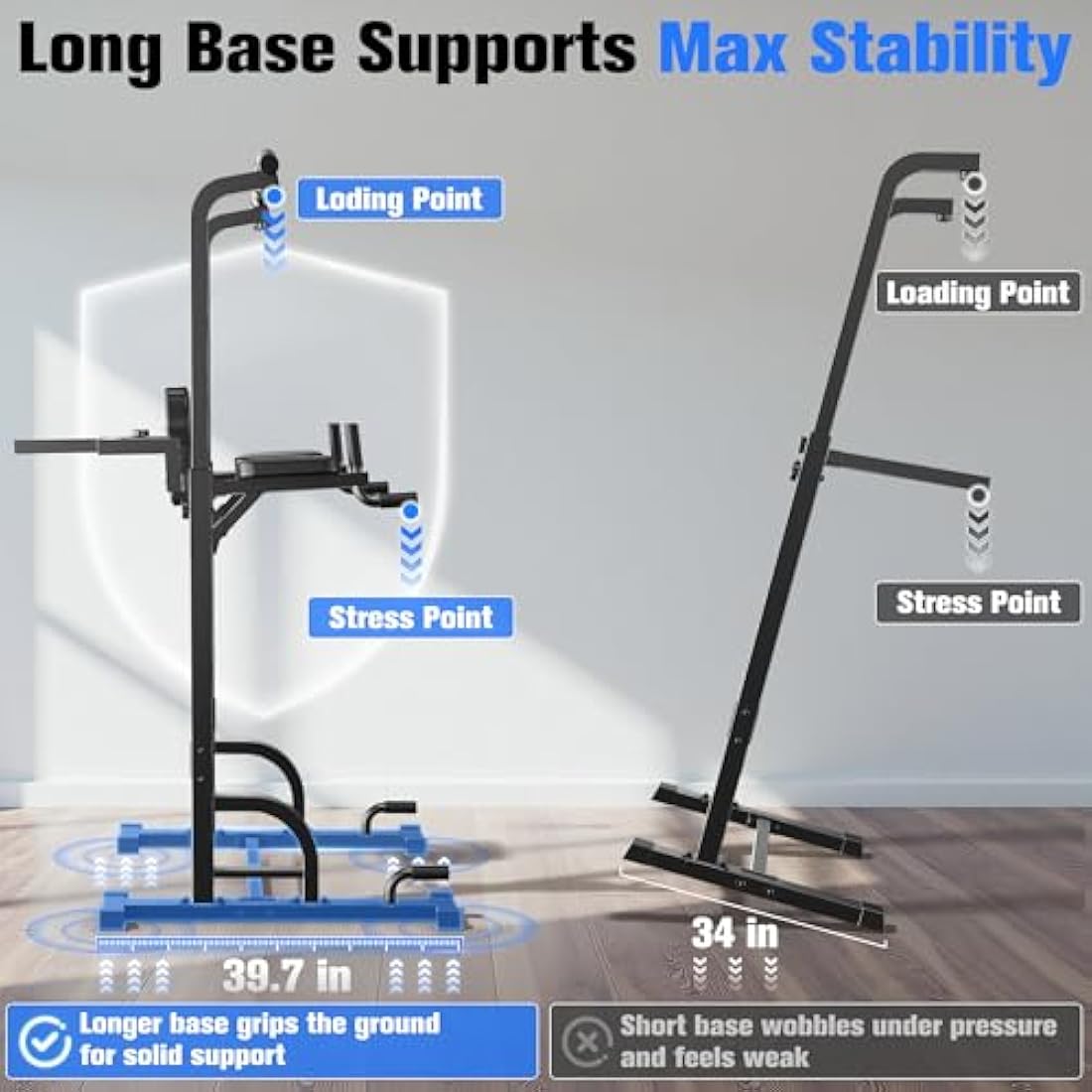 Sportsroyals Power Tower Dip Station - 450lbs Pull Up Bar for Home Gym