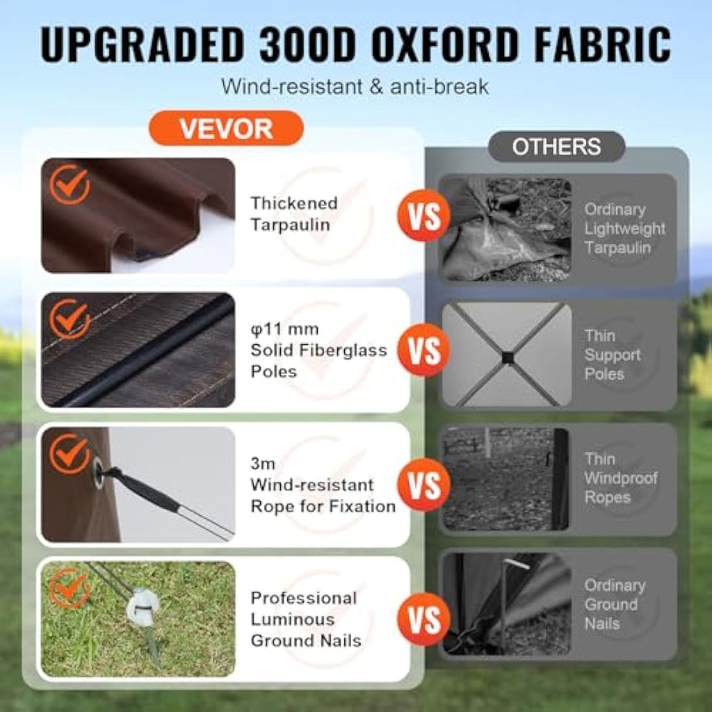 VEVOR Pop Up Gazebo Tent | 11.5x11.5FT Screen Canopy with 6 Privacy Cloths