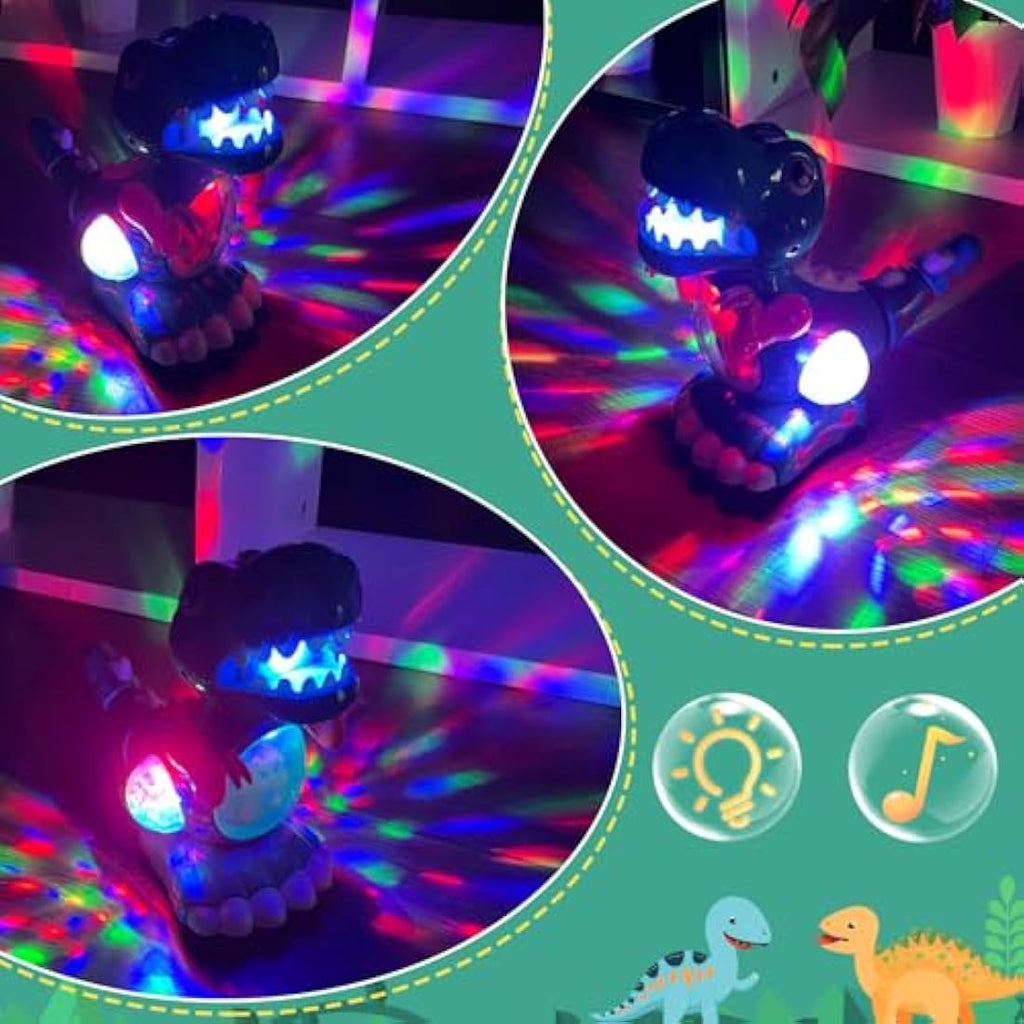 Jolof Store Musical Crawling Dinosaur Toy with LED Lights - Green