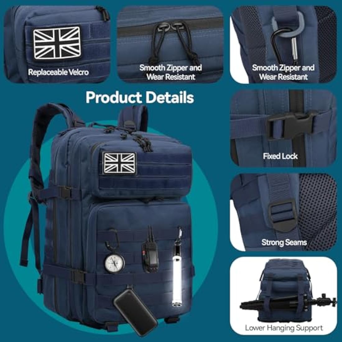 Delgeo 45L Military Tactical Backpack | 900D Molle Assault Rucksack