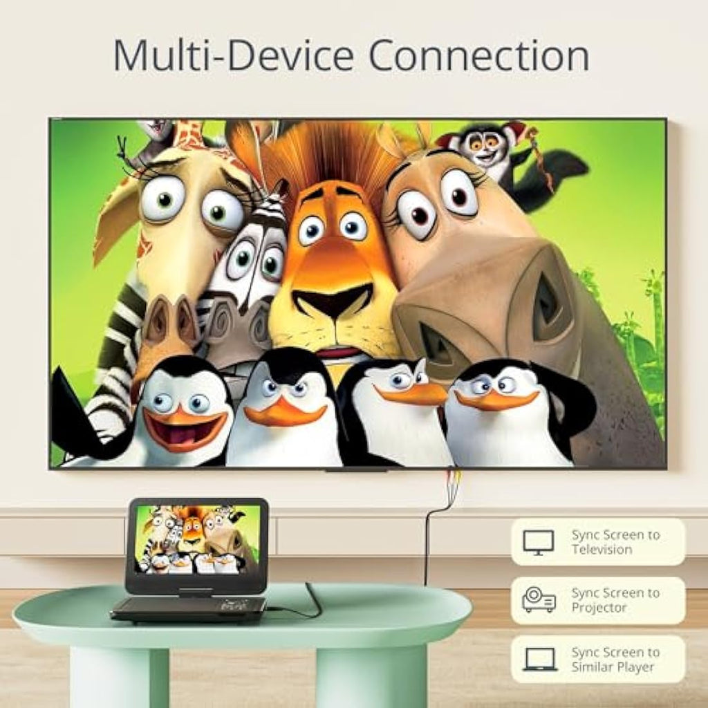 YOTON 10.5" Portable DVD Player – HD Swivel Screen & Rechargeable Battery