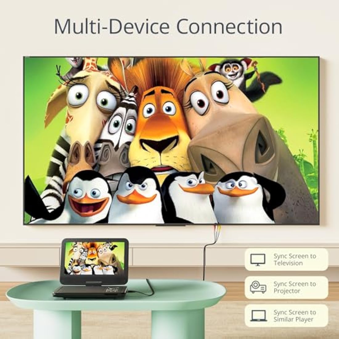 YOTON 10.5" Portable DVD Player – HD Swivel Screen & Rechargeable Battery
