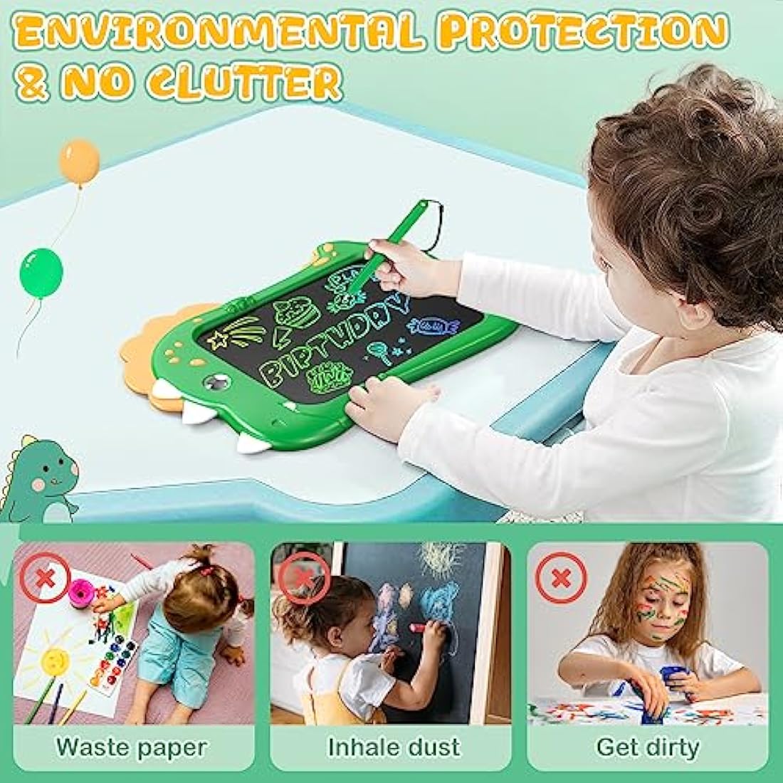 Kizmyee 8.5" LCD Writing Tablet | Dinosaur Doodle Board for Kids