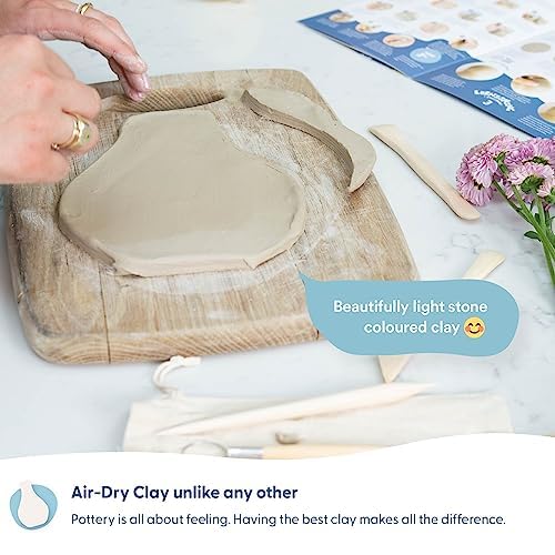 Sculpd Pottery Starter Kit | Air Dry Clay Set for 2 with Matte Varnish