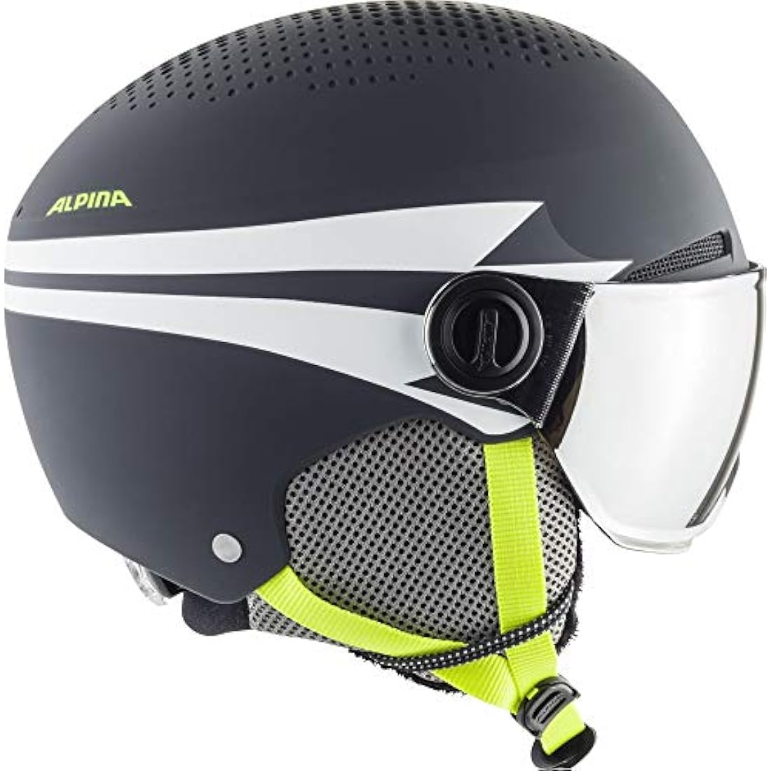 Alpina Zupo Visor Q-Lite Kids Ski Helmet – Charcoal Neon Matt