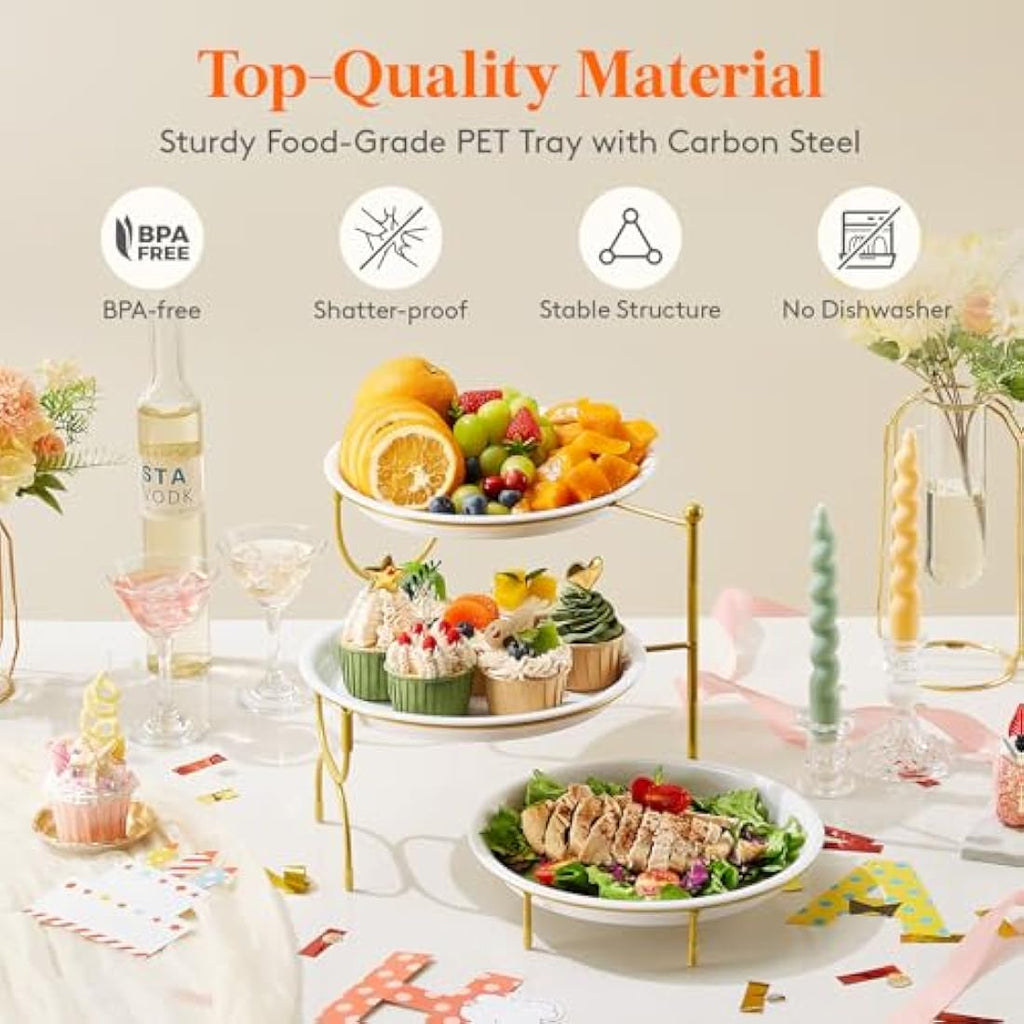Lifewit 3 Tier Serving Tray | Round Plastic Dessert Display Stand