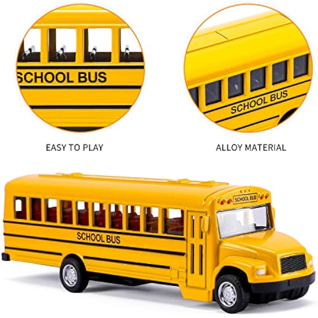 XINGANER 2-Pack Die-cast School Bus – 5.5 Inch Pull Back Alloy Toy