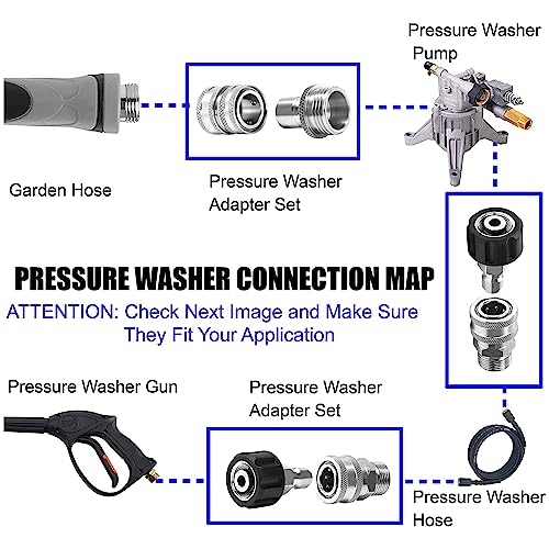 M MINGLE Pressure Washer Adapter Set | Stainless Steel Quick Connect, 8-Pack