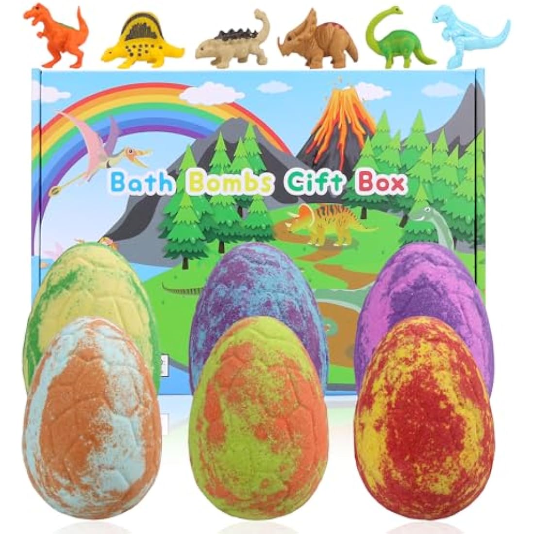 Kids Dinosaur Egg Bath Bombs with Surprise Toys - 6 Pack