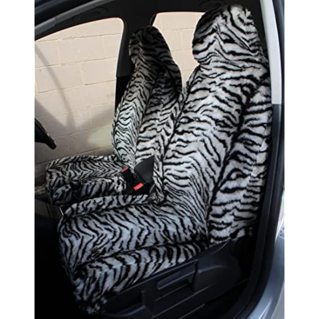 Grey Tiger Print Faux Fur Car Seat Covers – Universal Fit