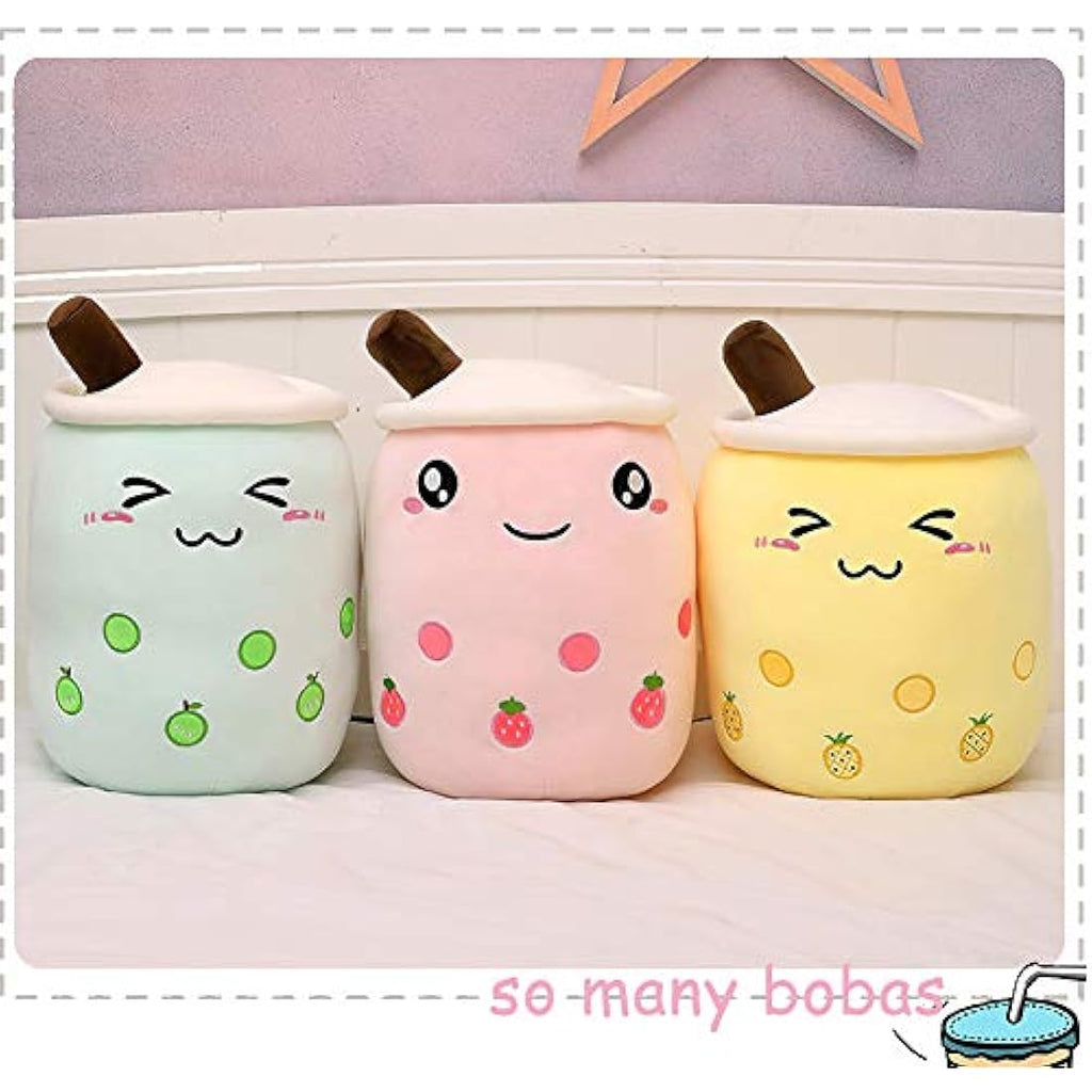 AMOZO Boba Milk Tea Plushie – Soft Cartoon Bubble Tea Pillow, Pink 35cm