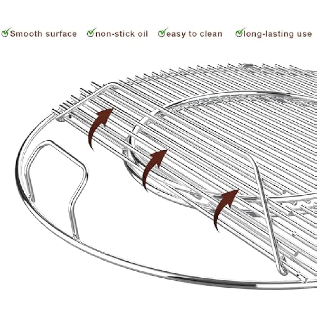 GFTIME 57cm Hinged Cooking Grate for Weber Charcoal Grills | Chrome