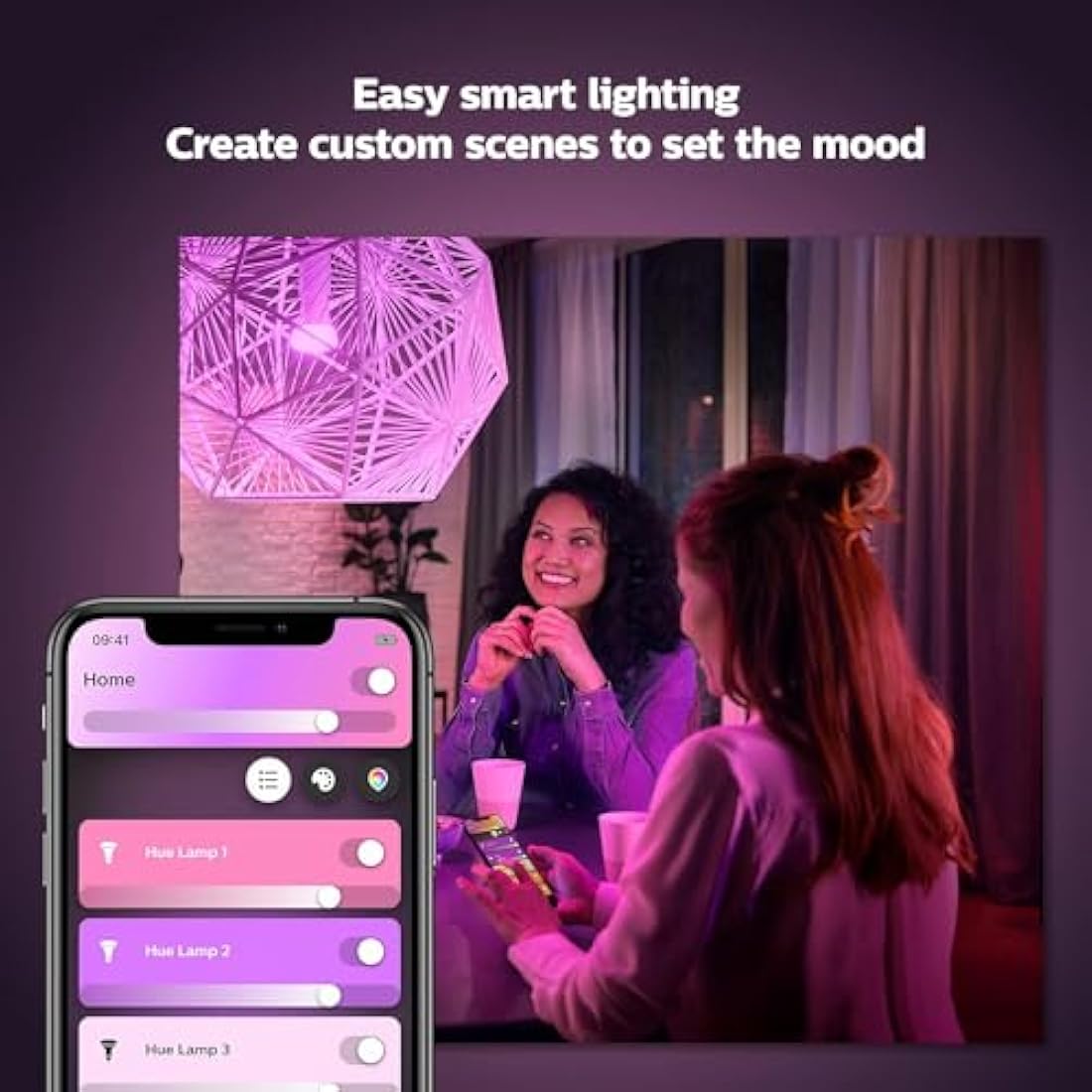 Philips Hue White & Colour Ambiance Smart LED Bulb B22 4-Pack
