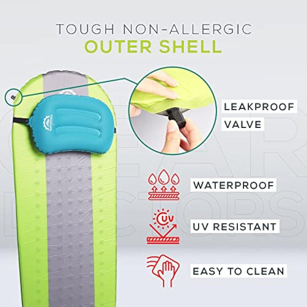 Gear Doctors Self-Inflating Sleeping Pad | 4.3 R-Value Insulated Camping Mat