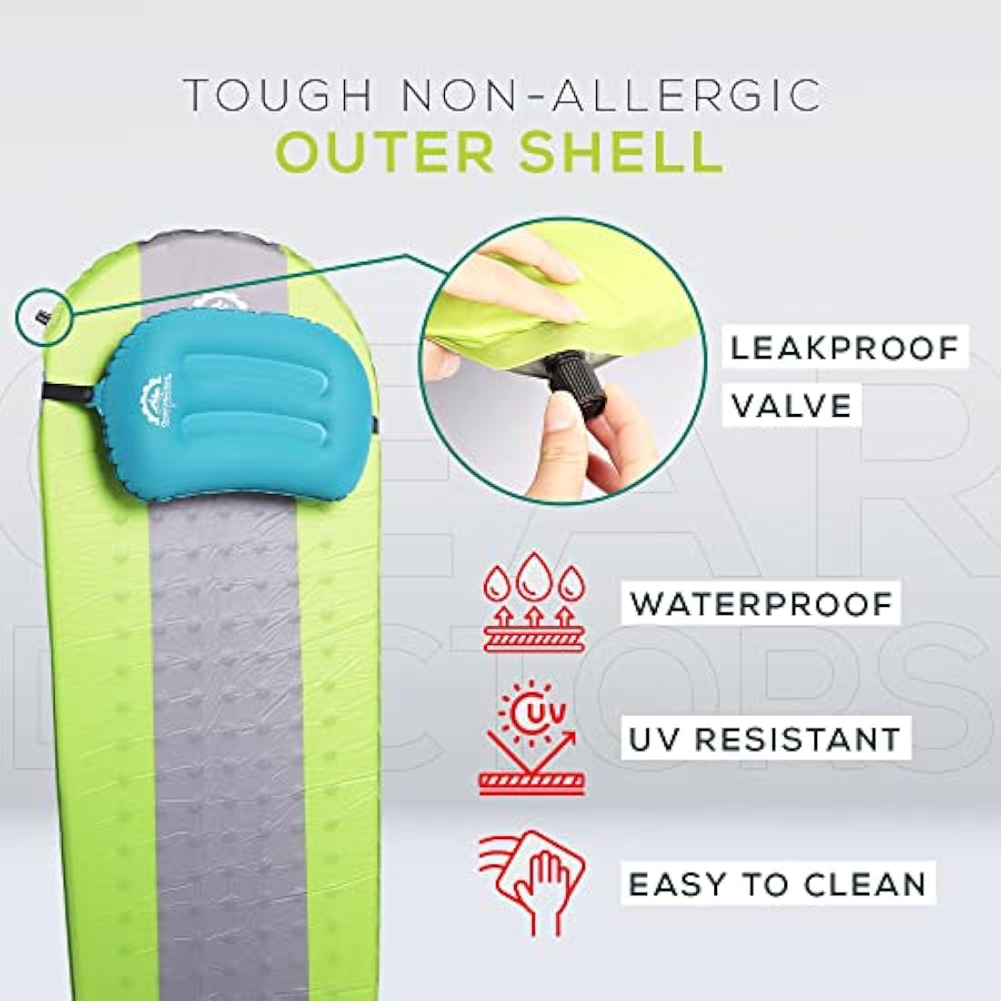 Gear Doctors Self-Inflating Sleeping Pad | 4.3 R-Value Insulated Camping Mat