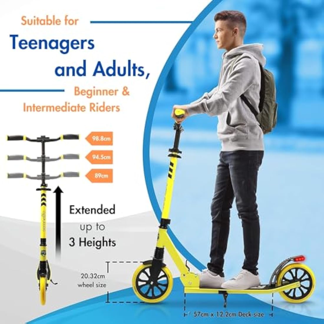 SereneLife Folding Kick Scooter – Big Wheels & Adjustable Handlebar