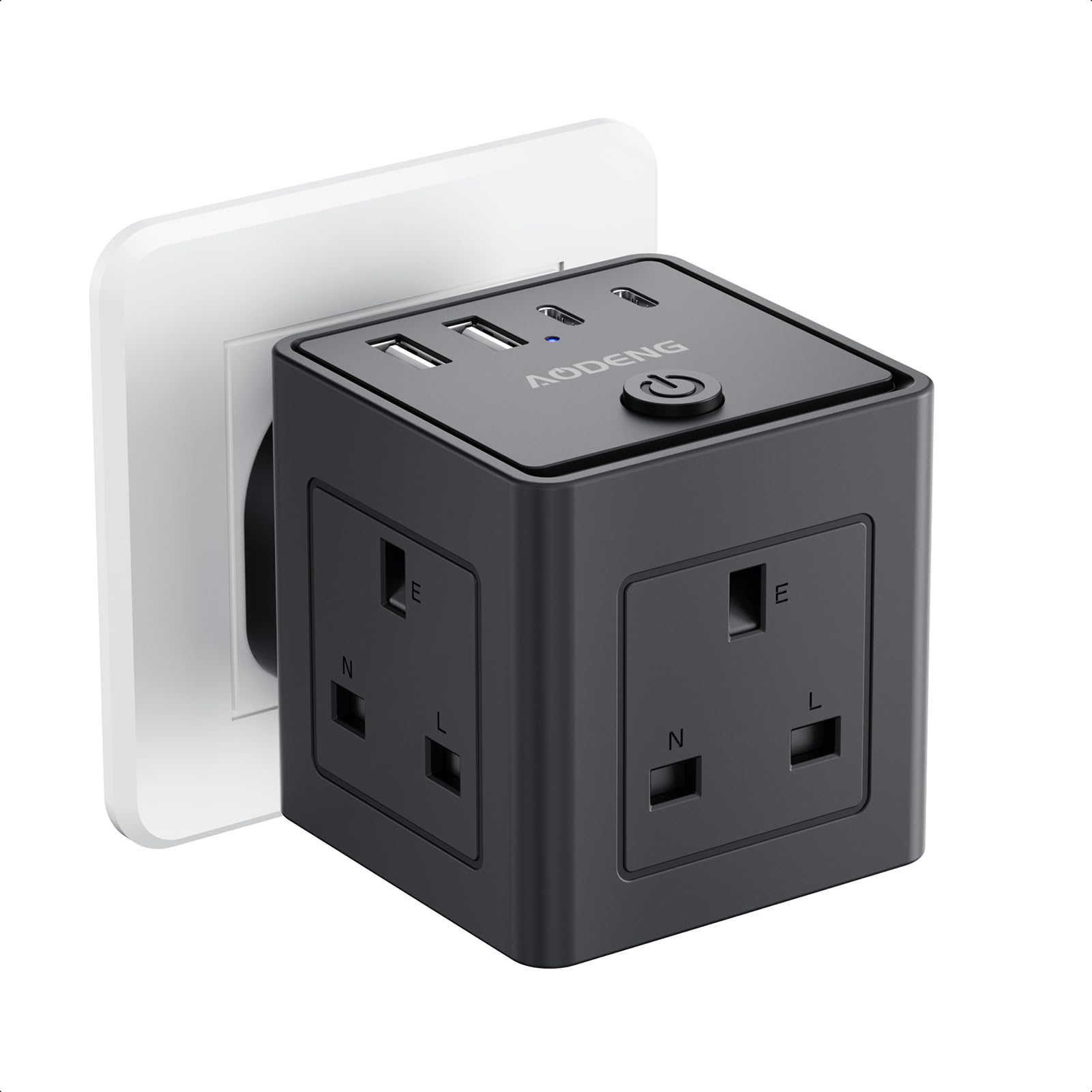 Jolof Store 3-Way Multi Plug Adapter with 4 USB Ports – 3250W UK Plug