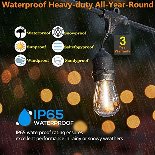 Jolof Store 15M Outdoor Festoon Lights | 50FT IP65 Waterproof String Lights