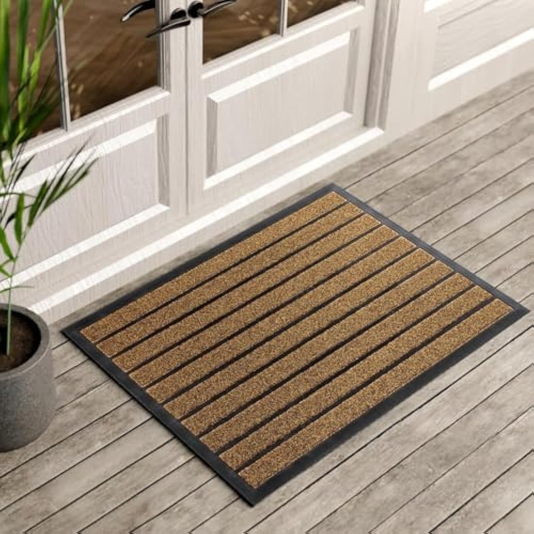 ubdyo Indoor Door Mat – Non-Slip Dirt Trapping Entryway Rug, Bright Brown