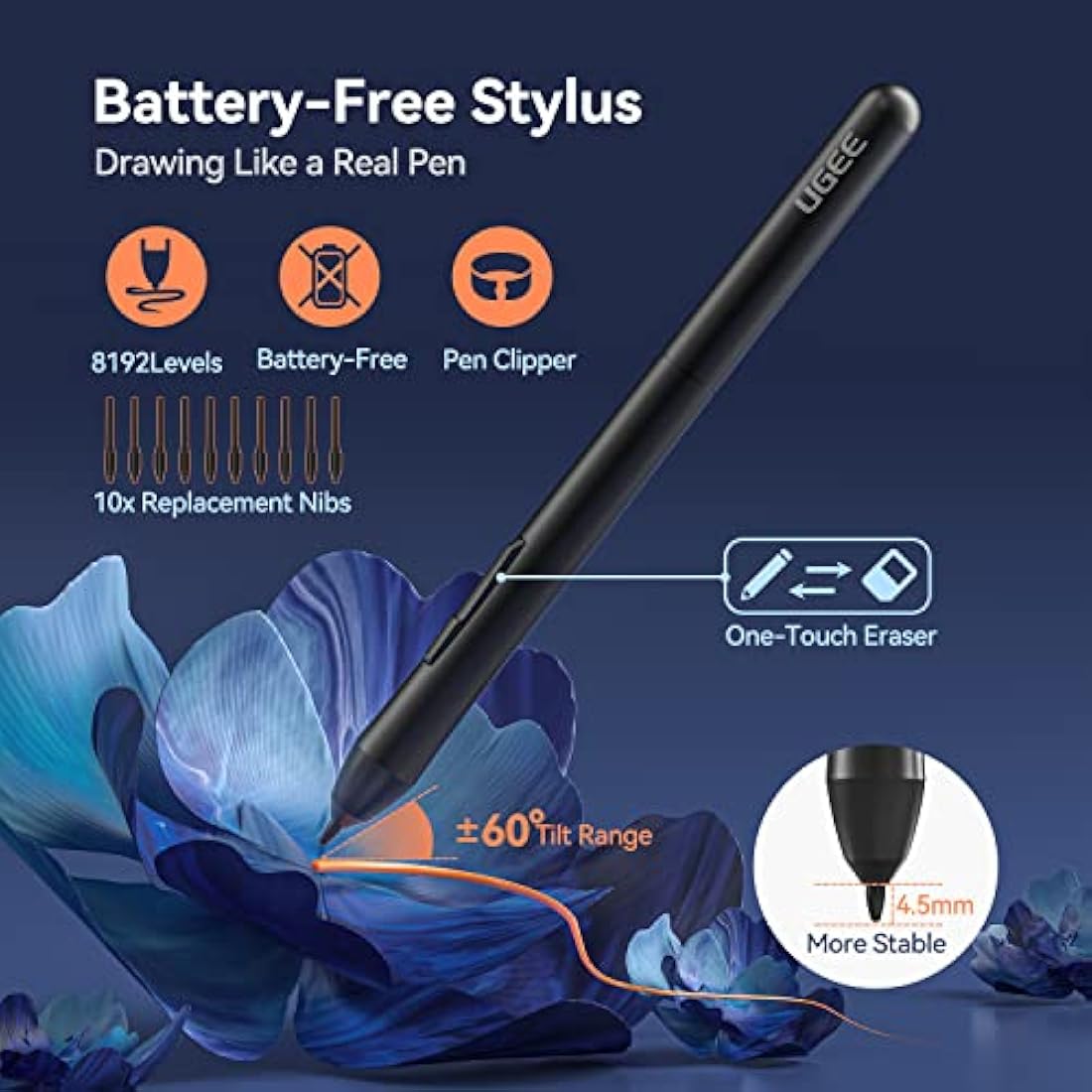 UGEE S640 Drawing Tablet | Portable Graphics Pad with 10 Shortcut Keys