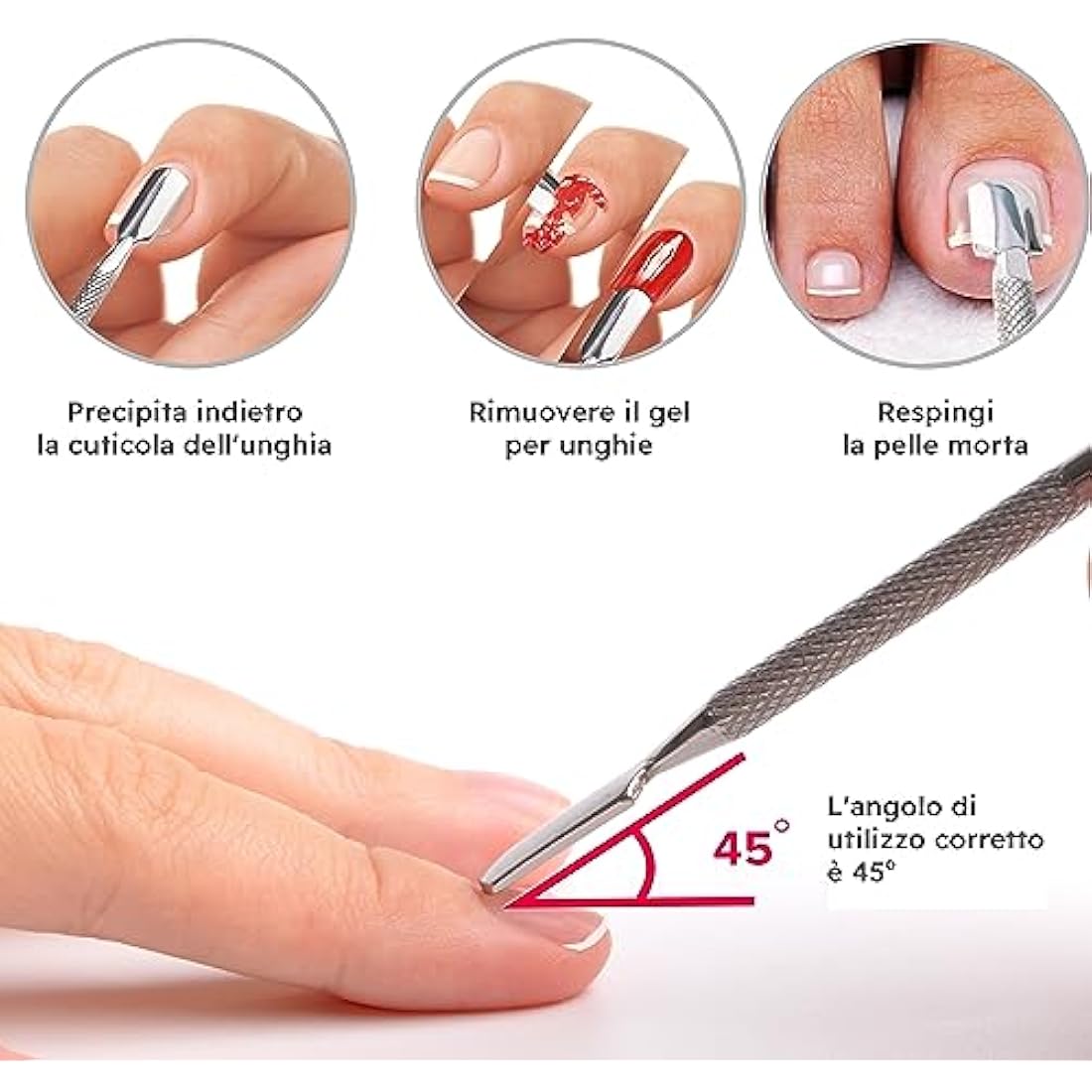 Armiz Stainless Steel Cuticle Pusher | Dual Head Gel Nail Scraper Tool